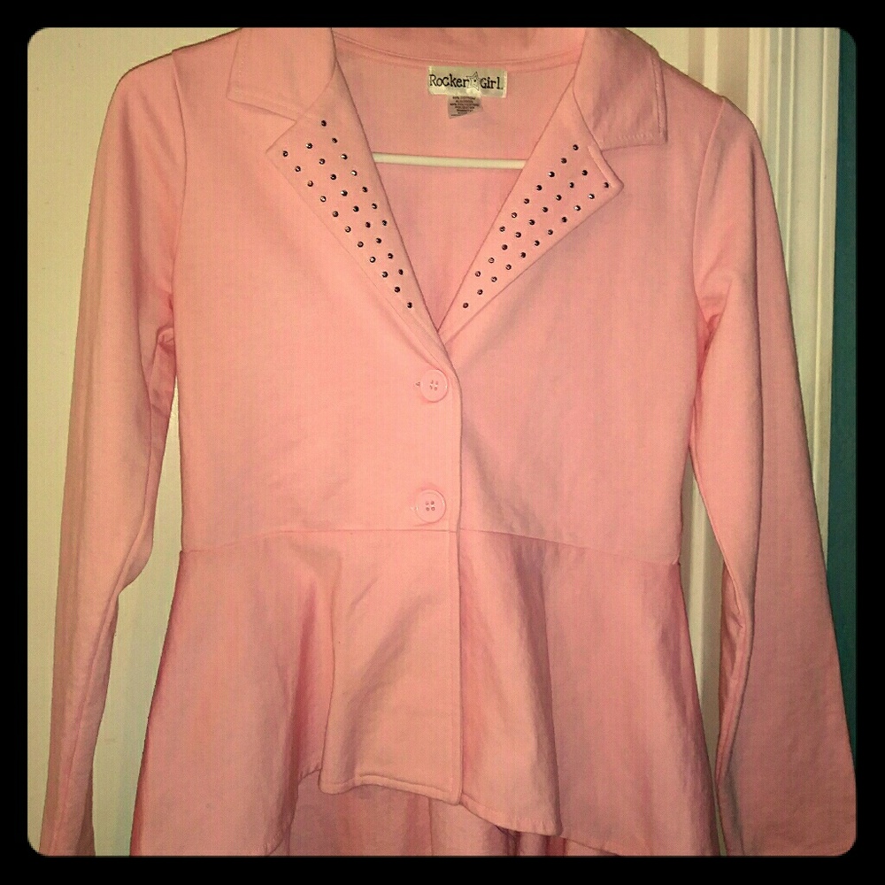 Like new Pink blazer with rhinestone collar